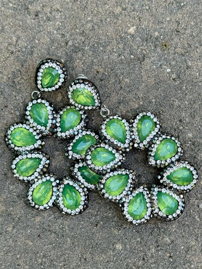 CARIS Emerald Drop Crystal Earrings