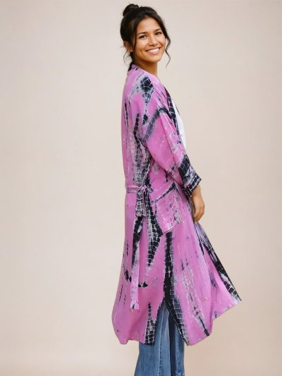  ENCORE Vintage Silk Tie Dye Kimono 