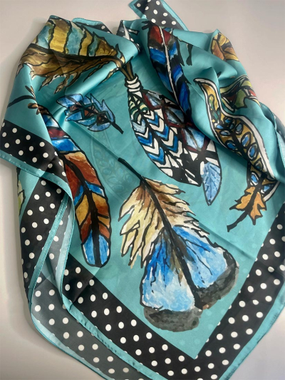 FEATHER BLUES WILD RAG Scarf