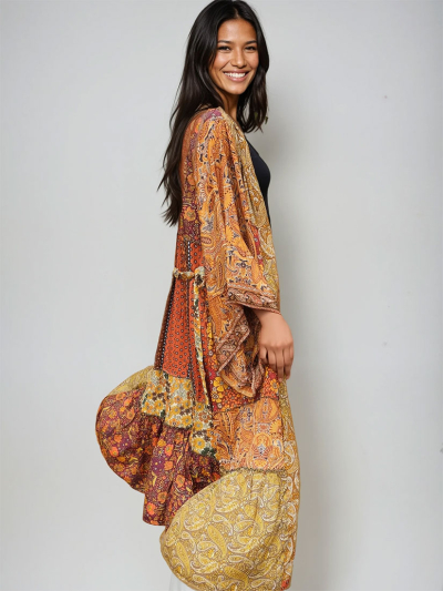 GARDEN LIGHT Silk Blend Kimono