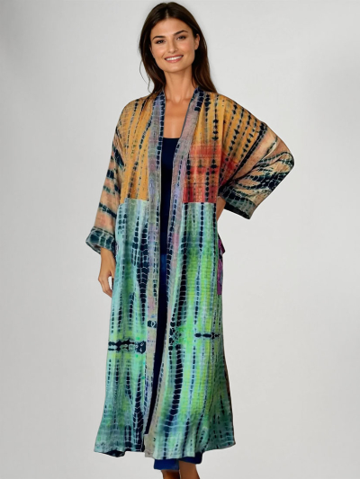 Kimono femme fluide MARIGOLD - Patchwork paon | La Fiancée