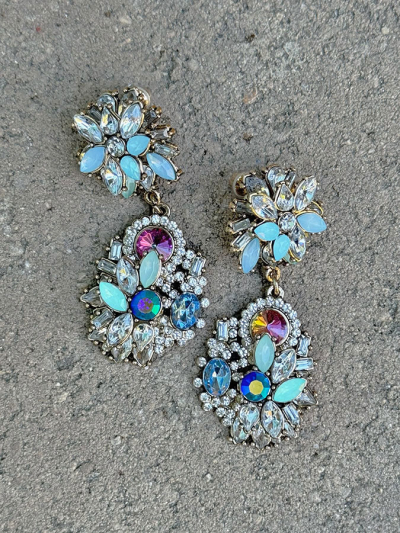 IVY Multi Crystal Drop Statement Earrings