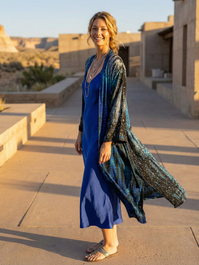 MANY STARS Vintage Silk Kimono