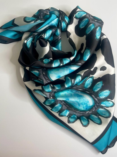 TURQUOISE CONCHO Silk Blend Scarf