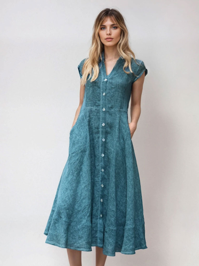LYLA Linen Midi Dress