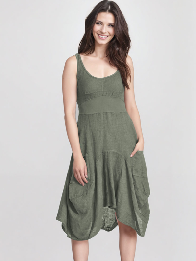 Inizio MAGIC 2 POCKET Sleeveless Linen Dress 