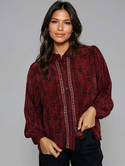 EMILIE Blouse Chateau Bordeaux Print