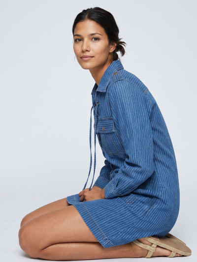 THALASSA Denim Stripe Short Dress 