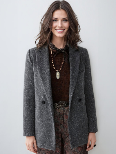 Maison Hotel WILSON Tweed Blazer Grey Garden