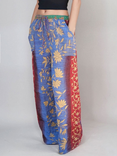 GOLDEN LOTUS Reversible Kantha Pant