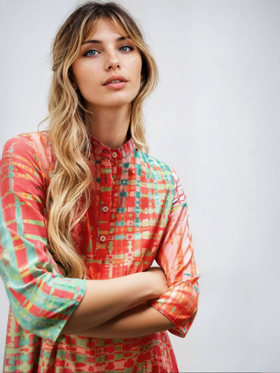 MARY Watercolor Print Short Dress