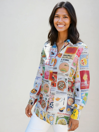 NAOMI Foodie Print Blouse