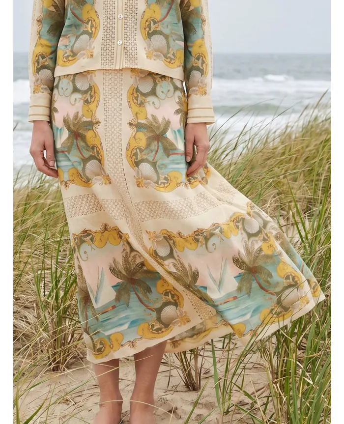 ROYAL SEA Crochet Detail Midi Skirt | Farm Rio