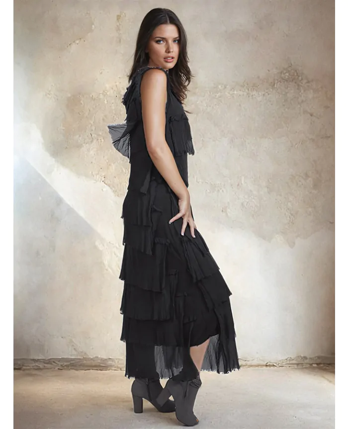 chinese dress ladies Santiago Cut-Out Ruffle Maxi Dress Black– Selfie Leslie main image 1
