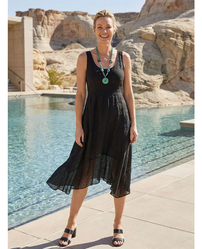 inizio linen dress Inizio LYRIC Magic Sleeveless Linen Dress-XL-Carbon