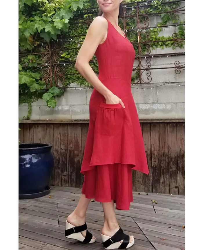 Inizio FLUTTER Sleeveless Linen Dress Inizio FLUTTER Sleeveless Linen Dress
