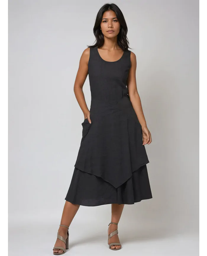 inizio linen flutter dress Inizio FLUTTER Sleeveless Linen Dress