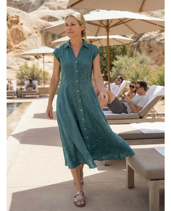 knee length dresses for ladies Lyra Dress in Linen main image 1