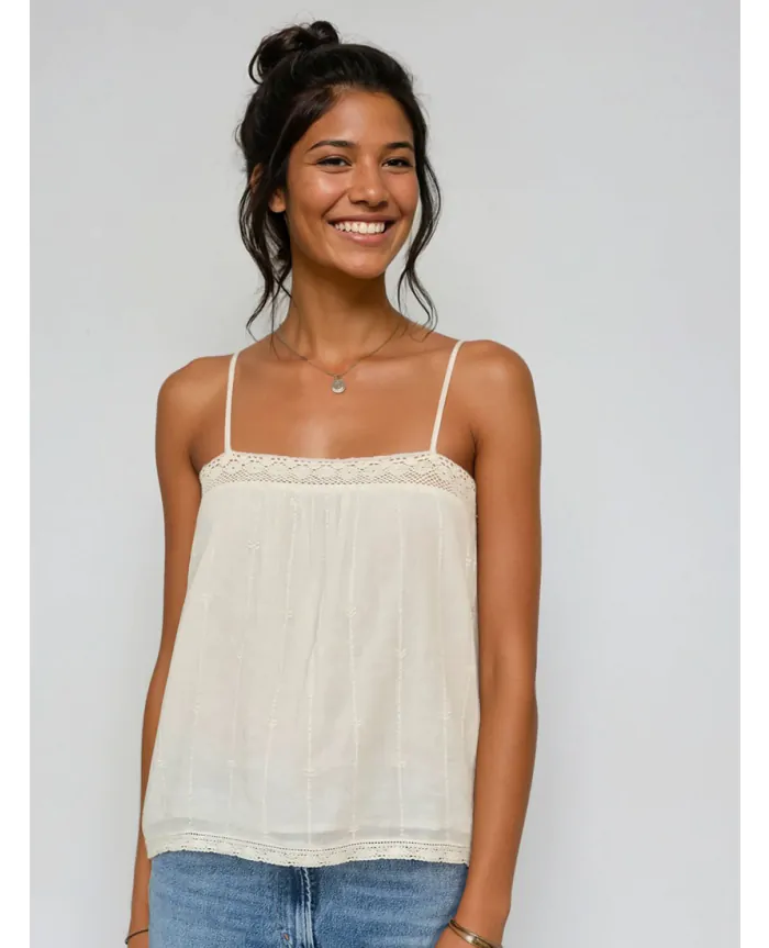 DACY Embroidered Camisole Off White | M.A.B.E