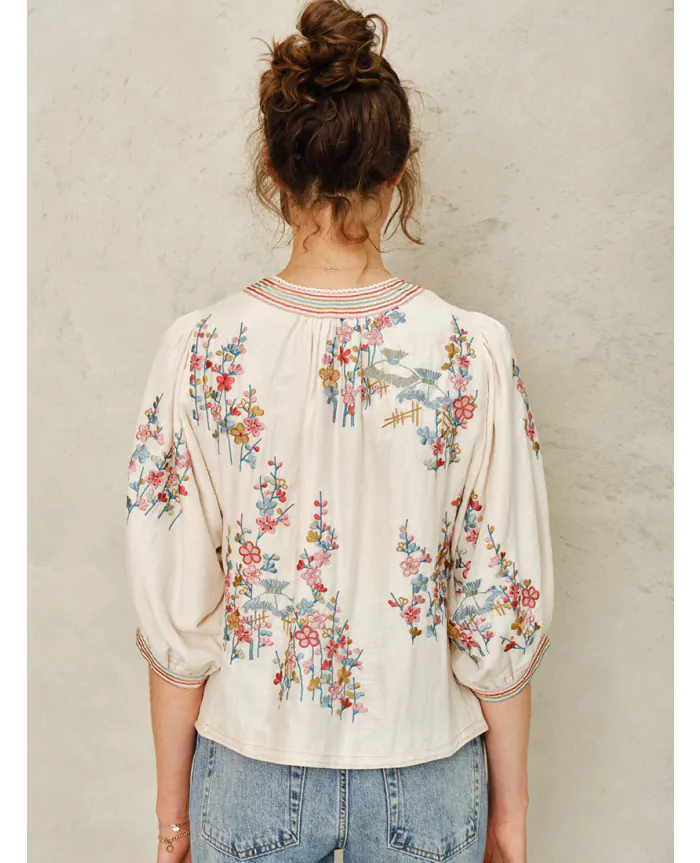 C.E FRAME EMBROIDERY JACKET ジャケット/L Floral Cross Stitch