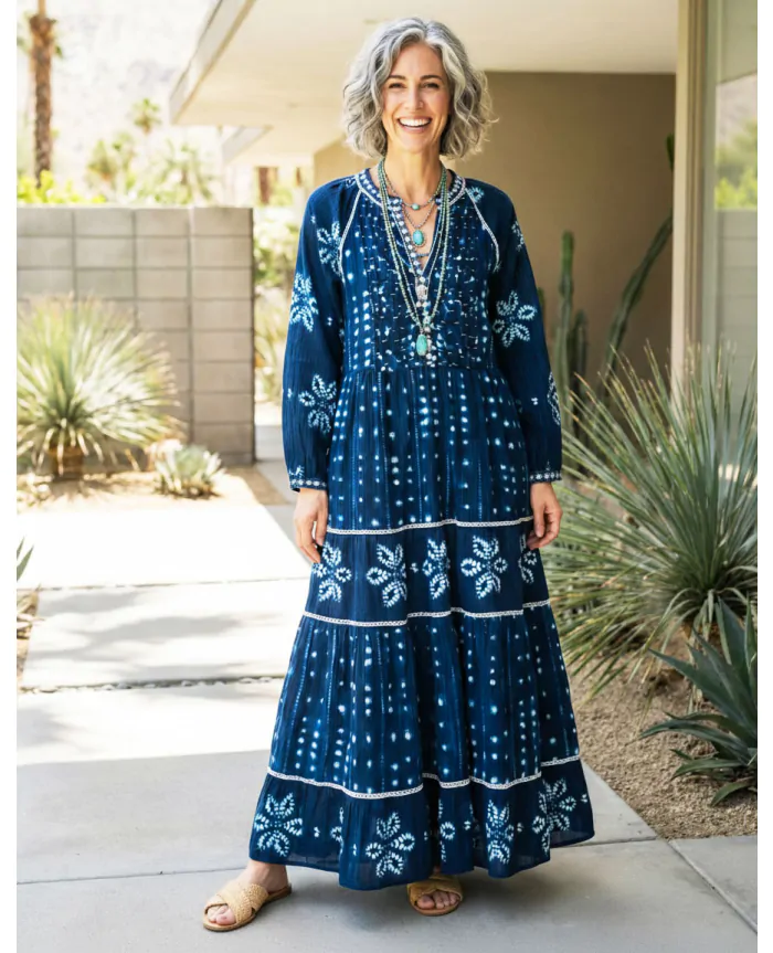 embroidered bohemian dress Trish Floral Print Dress – Gina Bacconi main image 1