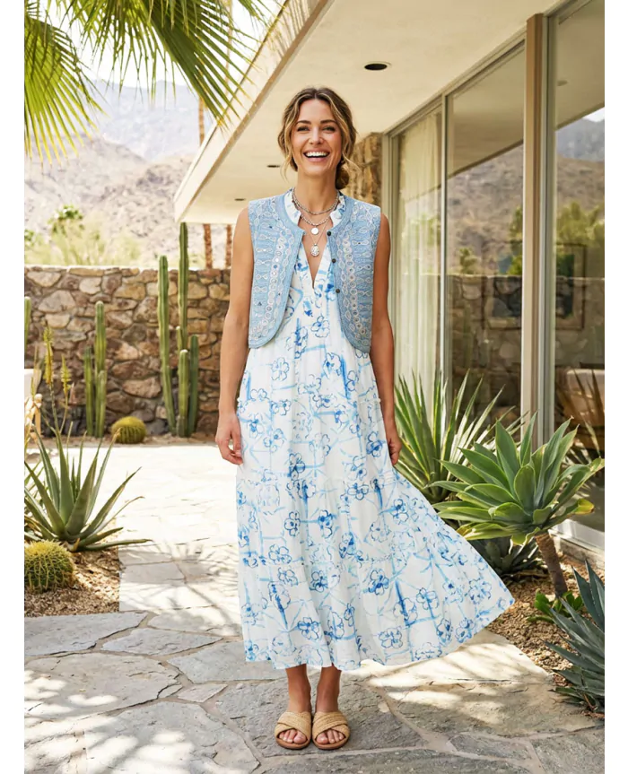 ASAMI okinawa Print Maxi Dress | Maison Hotel