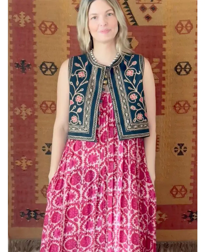 VALERIA Maxi Dress Flamingo Grooves Print | Maison Hotel