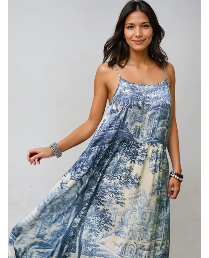 dresses in blue color 1950s Blue Square-Neck Summer Dress Small