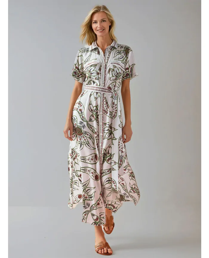 AMIRA Maxi Shirtdress Diya Powder Print | Omika