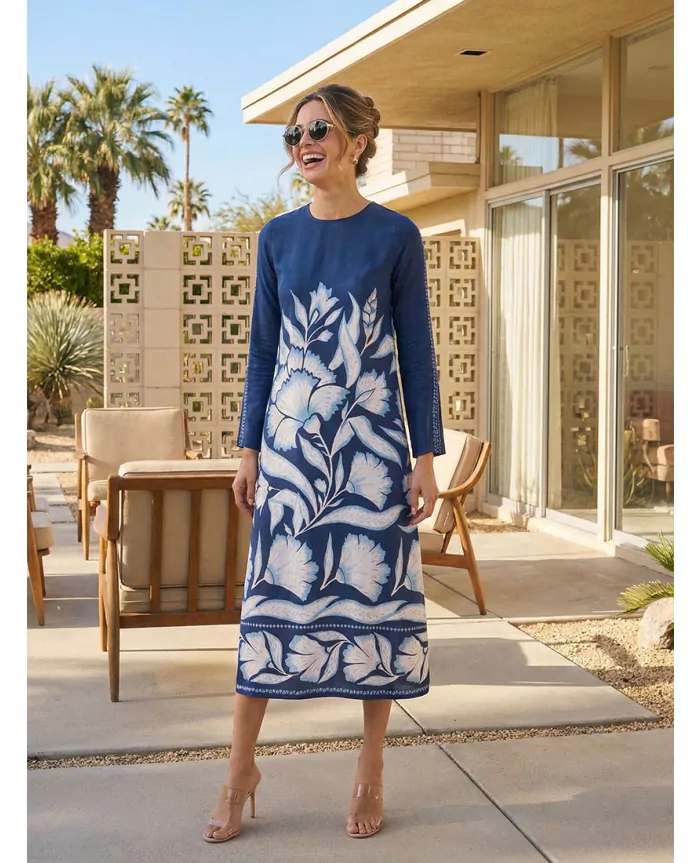 LARA Midi Dress Adelaide Mariner | Omika