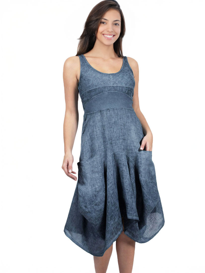 chinese dress ladies 100% Linen Crescent Collar Flutter Sleeve Midi Dress FIONA – LINTICO