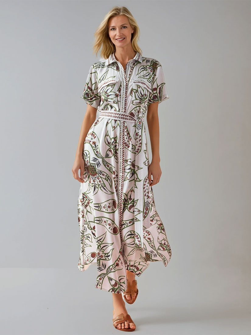 AMIRA Maxi Shirtdress Diya Powder Print | Omika
